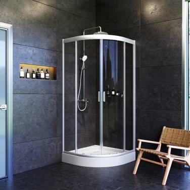 Am.Pm Gem W90G-401-080WT, 80х80 см, стекло прозрачное, профиль матовое серебро