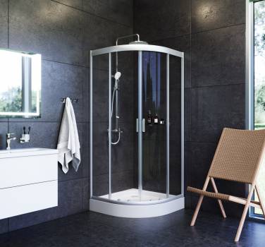 Am.Pm Gem W90G-401-090WT, 90х90 см, стекло прозрачное, профиль матовое серебро