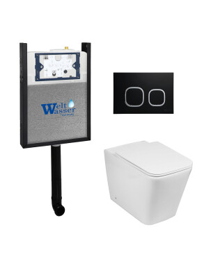 Комплект унитаза WeltWasser AMBERG 404 + GELBACH 002 GL-WT + AMBERG RD-BL кнопка черная