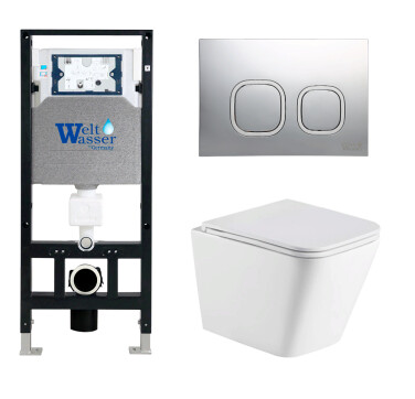 Унитаз с инсталляцией WeltWasser AMBERG 506 + GELBACH 043 GL-WT + AMBERG RD-CR