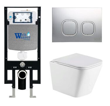 Унитаз с инсталляцией WeltWasser AMBERG 497 + GELBACH 043 GL-WT + AMBERG RD-WT