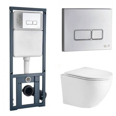 Комплект Weltwasser 10000011307 подвесной унитаз Merzbach 043 GL-WT + инсталляция Marberg 410 + кнопка MAR 410 SE CR