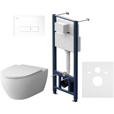 Комплект унитаза с инсталляцией AM.PM Awe FlashClean IS47001.111700 с сиденьем Микролифт и Белой клавишей смыва