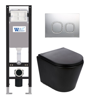 Унитаз с инсталляцией WeltWasser AMBERG 350 + SALZBACH 043 MT-BL + AMBERG RD-MT CR