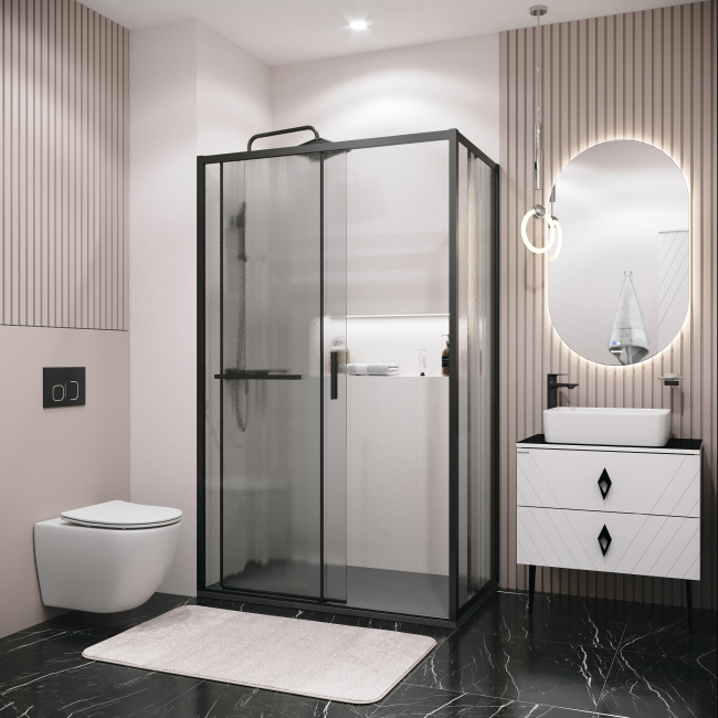 Grossman Style 200.K33.05.100.21.02 (100х195) черный матовый,стекло шиншилла, 1 место