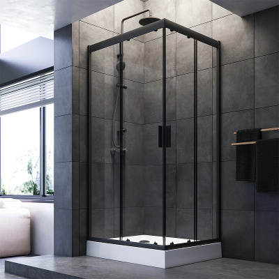 AM.PM Gem 100х80 W90G-404-100280-BT профиль Черный матовый стекло прозрачное без поддона