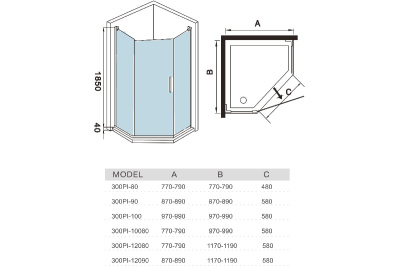 WeltWasser WW300 300PI-100 10000002752 профиль Хром, стекло прозрачное без поддона