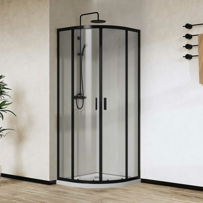 Vincea City 90x90 VSQ-5CT900CLB профиль Черный матовый стекло прозрачное без поддона
