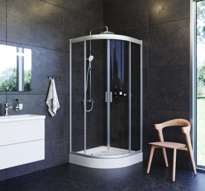 Am.Pm Gem W90G-401-090WT, 90х90 см, стекло прозрачное, профиль матовое серебро