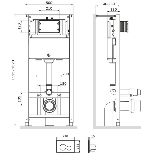 AM.PM Pro I012704.9038 для подвесного унитаза с Черной матовой клавишей смыва