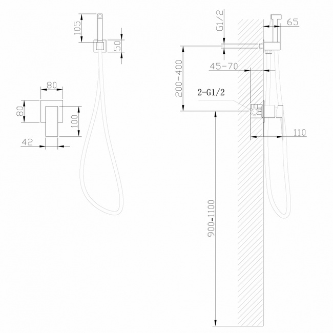 ABBER Daheim AF8225NG с гигиеническим душем, никель