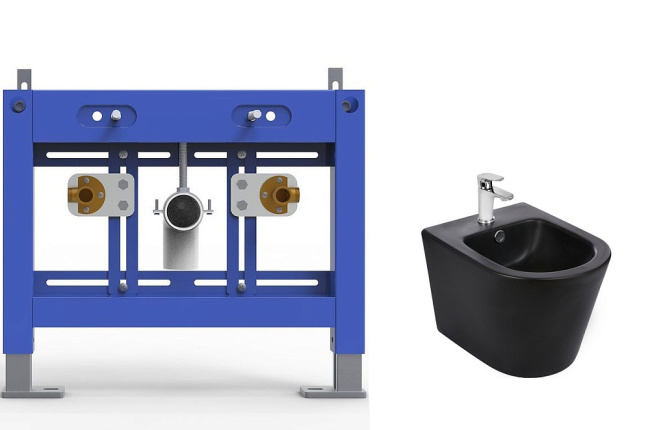 Биде с инсталляцией WeltWasser BAMBERG 480 BD+SALZBACH 005 MT-BL черное матовое