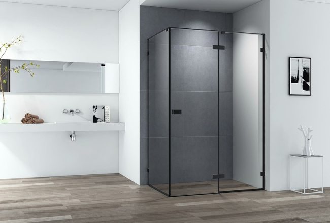 Cezares Bellagio 120x80 BELLAGIO-AH-1-120/80-C-NERO профиль Черный матовый стекло прозрачное без поддона