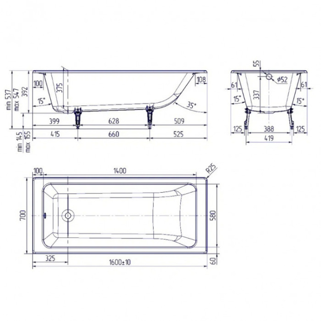 Delice Parallel 160х70 с антискользящим покрытием DLR220504-AS