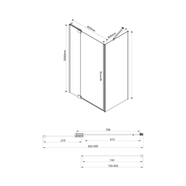 Vincea Extra VSR-1E809080CL, 800/900x800, хром, стекло прозрачное без поддона