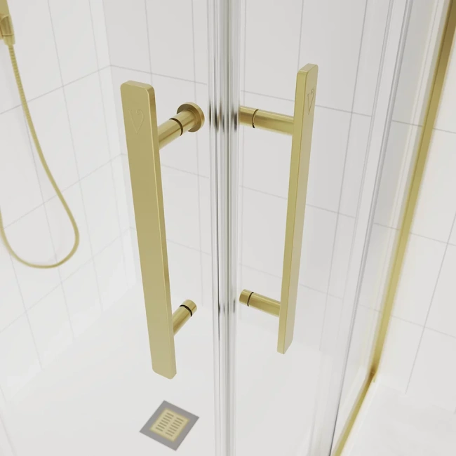 Veconi Evo 300 G, 800х800x1950, золото брашинг, прозрачное стекло