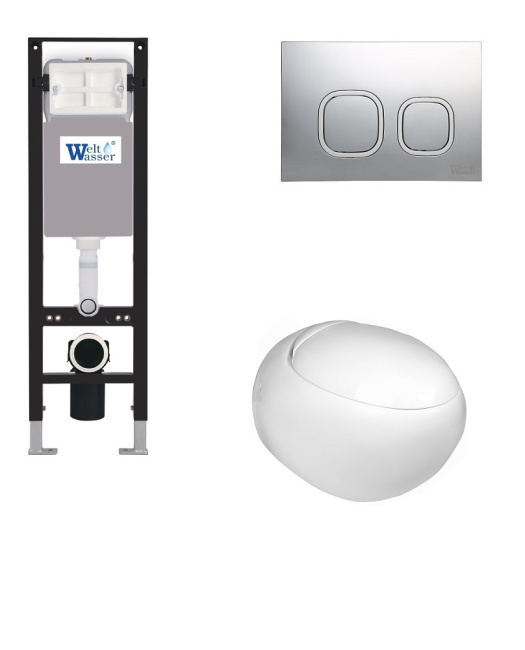 Унитаз с инсталляцией WeltWasser AMBERG 350 + JECKENBACH 004 GL-WT + AMBERG RD-CR белый/кнопка хром