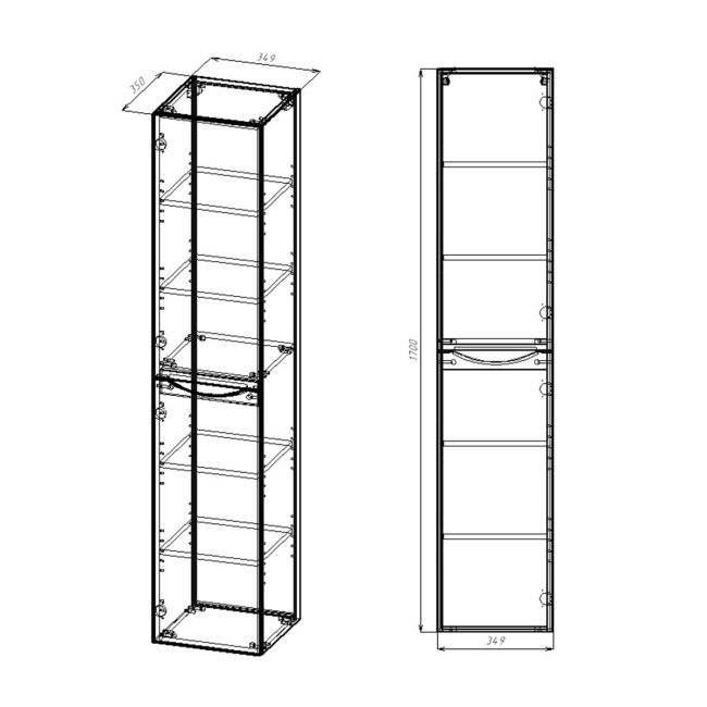 Vincea Mia VSC-2M170GW-L подвесной, 1700*350*350, G.White, левый