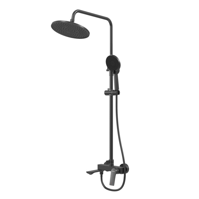 Grossman Galaxy 500.K35.01.210 с верхним душем, ручной лейкой и смесителем, черный матовый