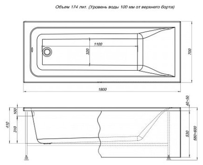 Aquanet Bright 180x70 (с каркасом)