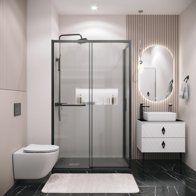 Grossman Style 200.K33.05.100.21.02 (100х195) черный матовый,стекло шиншилла, 1 место