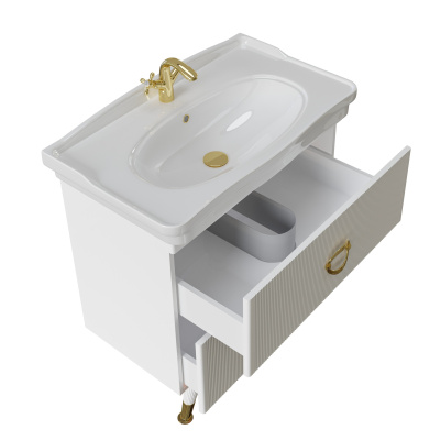 Grossman АТРИО-85 см с 2-я ящ. белый глянец (ум.МОДЕРН-85) (108016)