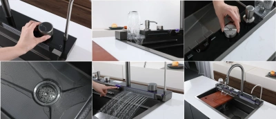 Ceruttispa GLORIA II nano black (серая) кухонная, многофункциональная, из нержавеющей стали, (750х460х230)