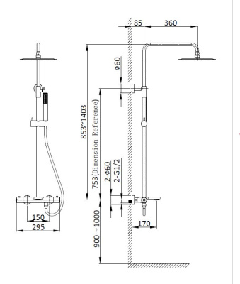 Vincea Vogue VSFS-1V1TGM термостатическая, вороненая сталь