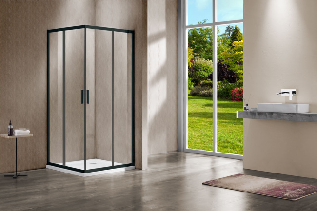 Vincea Garda VSS-1G9010CLB, 1000x900, черный, стекло прозрачное без поддона