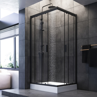 AM.PM Gem 100х80 W90G-404-100280-BT профиль Черный матовый стекло прозрачное без поддона