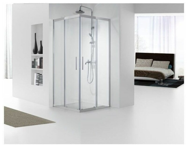 Aquanet Delta Cube NPE1142 100x100, прозрачное стекло без поддона