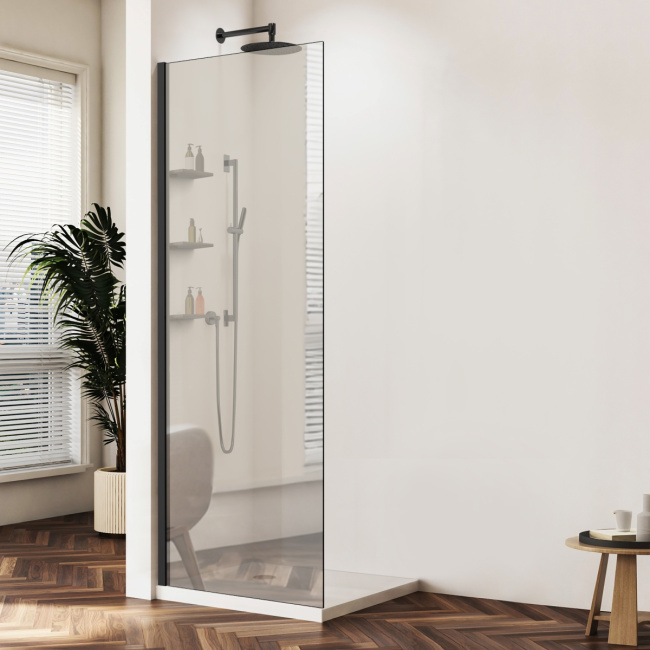 Vincea Walk-In VSW-1HWS900MRB, 900*2000, черный матовый, стекло зеркальное