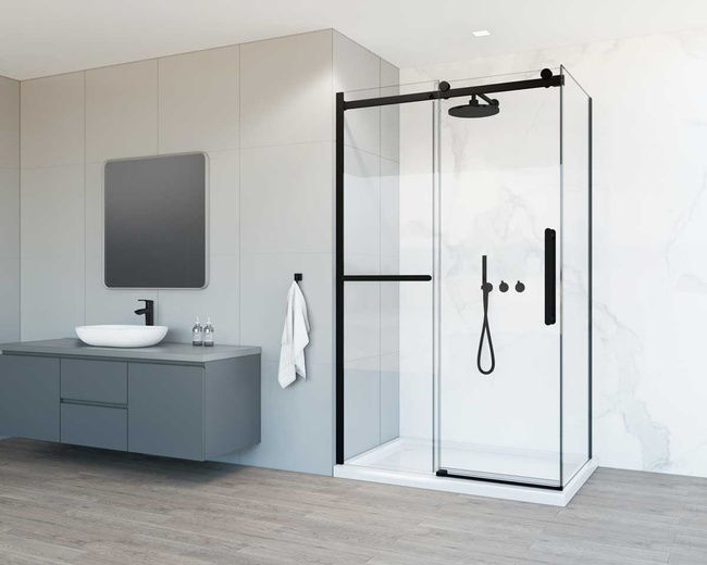 Vincea Como Soft VSR-1CS1011CLB, 1100*1000, черный, стекло прозрачное