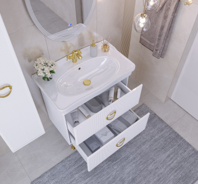 Grossman АТРИО-85 см с 2-я ящ. белый глянец (ум.МОДЕРН-85) (108016)