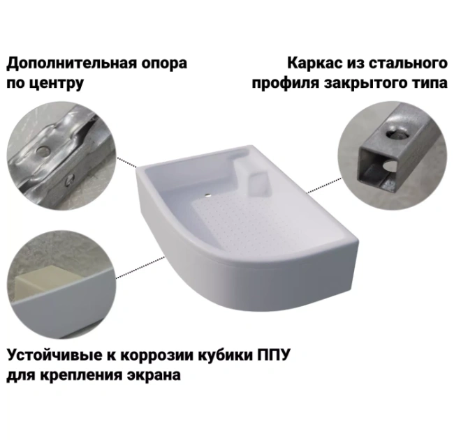SanDav ПД18 120х80 1/4 круга, средний с сиденьем, левый (Щ0000038231)