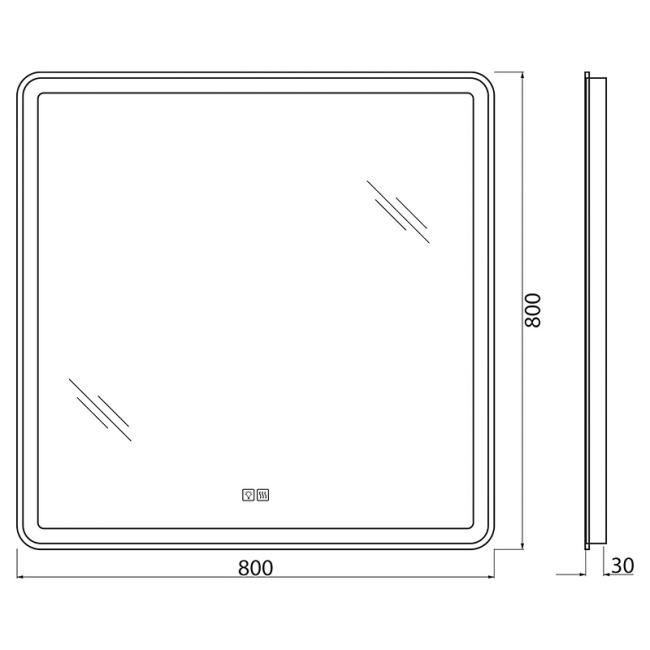 BelBagno SPC-MAR-800-800-LED-TCH-WARM с подсветкой с подогревом с сенсорным выключателем