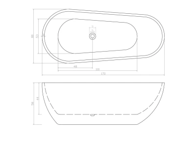 Ceruttispa MIMI (1700x800x580) белая, со сливом-переливом