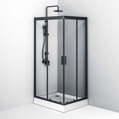 AM.PM Gem 100х80 W90G-404-100280-BT профиль Черный матовый стекло прозрачное без поддона