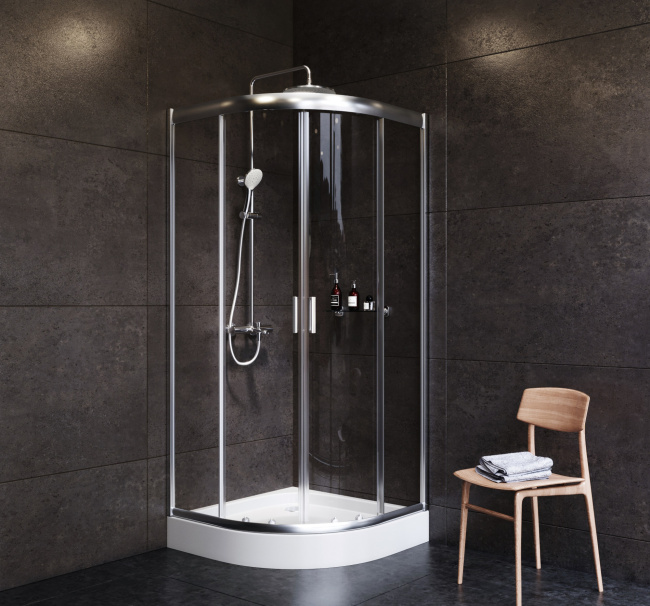 Am.Pm Gem W90G-401-090WT, 90х90 см, стекло прозрачное, профиль матовое серебро