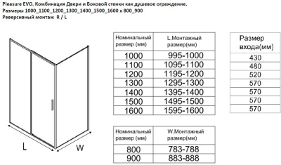 Aquanet Pleasure Evo 120x90 AE65-120x90-BT профиль черный, прозрачное стекло без поддона