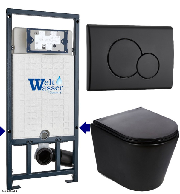 Унитаз с инсталляцией WeltWasser MARBERG 507 + SALZBACH 043 MT-BL + MAR 507 RD MT-BL