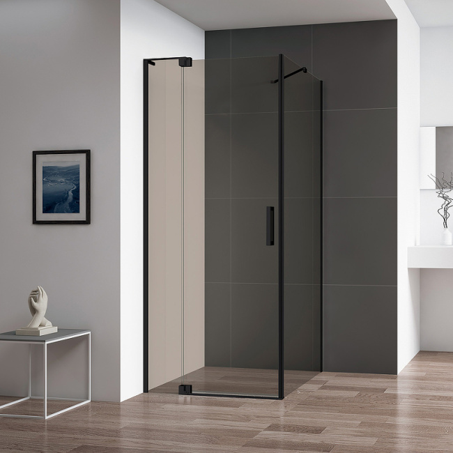 Cezares Slider 110x90 SLIDER-AH-1-90-100/110-BR-NERO профиль Черный матовый стекло бронзовое без поддона