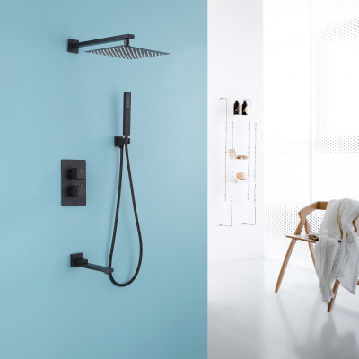 Abber Daheim AF8250B скрытого монтажа с изливом, термостат, черная матовая