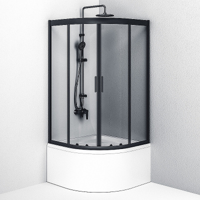 AM.PM Gem 90х90 W90G-401A090BT профиль Черный матовый стекло прозрачное без поддона